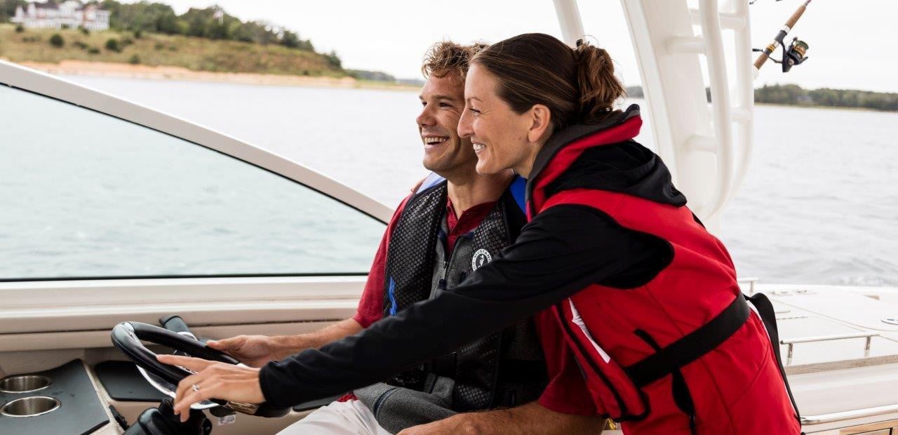 Couple on a boat.